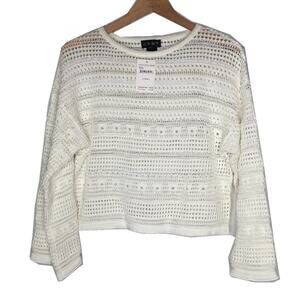 Ceny Crop Top Open Stitch Sweater Long Sleeve Crew Neck White Size X-Small NEW